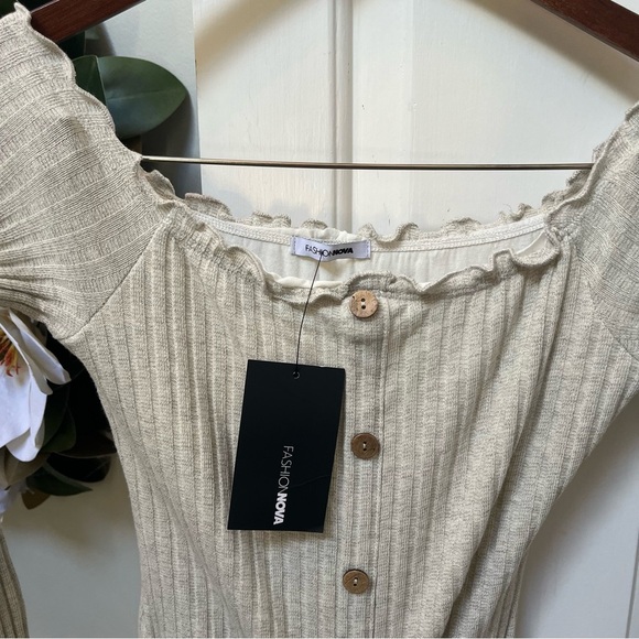 Fashion Nova Scalloped Cream Dress - Picture 5 of 10